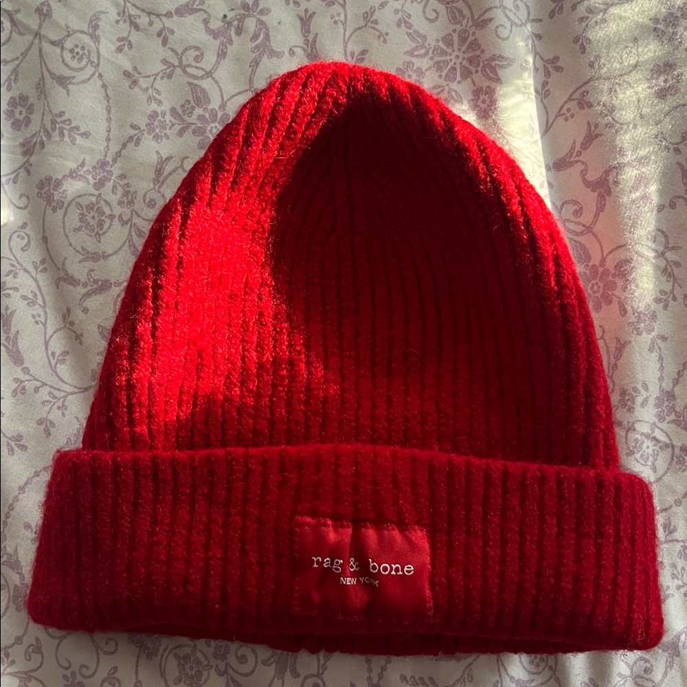 Rag & Bone Vibrant Red Knit Beanie
